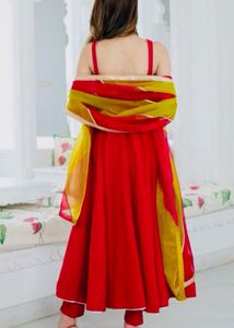 Red Anarkali Suit Set