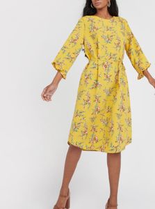 Max UAE Yellow Floral Midi Dress