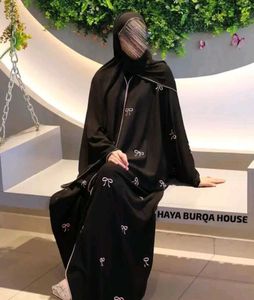 Elegant Trendy Bow Embroidered Black  Abaya