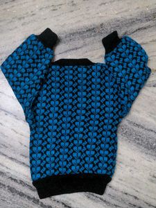 Cute Kids Blue Patterned Sweater
