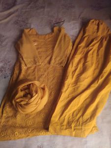 Yellow Embroidered Kurti