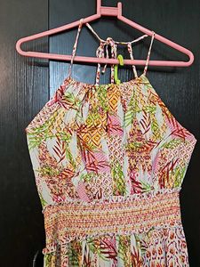 Colorful Halter Neck High Low Pattern Dress