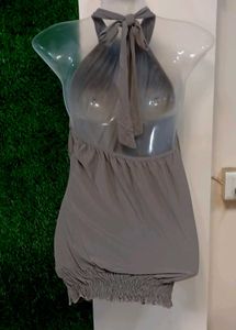 Backless Neck Gathered Halter Top