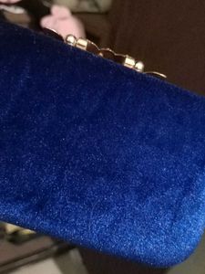 Blue Velvet Beaded Clutch