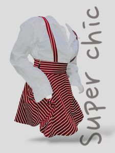 Cute Red Striped Suspender Skirt -