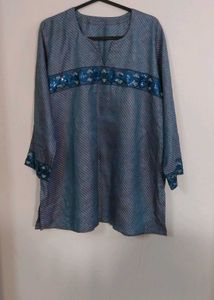 Blue Striped Sequin Top