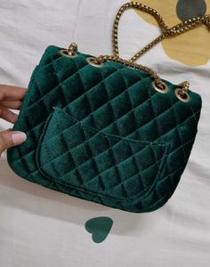 Green Velvet Shoulder/Sling  Bag