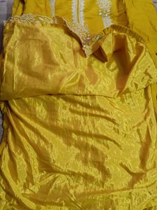 Yellow Embroidery Suit With Dupatta.