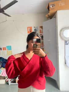Red Wrap Sweater