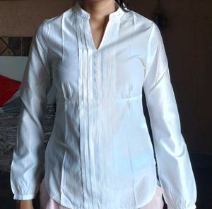 White Pleated Blouse