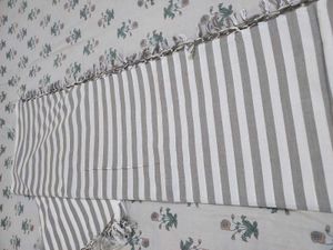 Grey Striped Cotton Bedsheet Bhagalpuri Topsheet