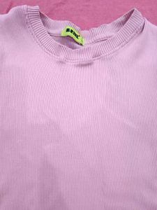 Pink Ribbed Lettuce Edge Top