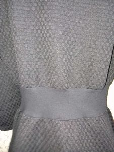 Black Textured Fabric Korean Style Skater Dress