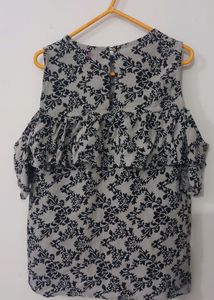 Grey Printed Offshoulder Top