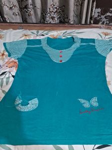 Teal Butterfly Applique Night T Shirt