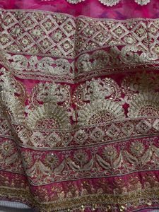 Pink &amp; Gold Embroidered Lehenga Saare