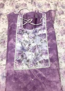 Semi Tissue Floral Kurta Set