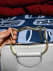 Cat Handle Structured Satchel Bag