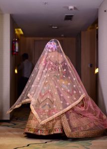 Stunning Bridal Lehenga + Choli + 2 Dupatta Set