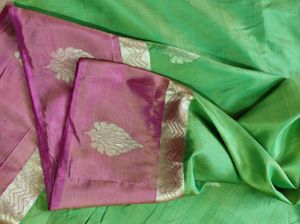 Green &amp; Pink korvai kanchipuram silk Saree