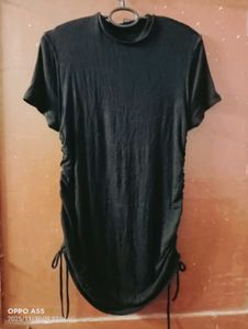 Black Drawstring T-Shirt Dress