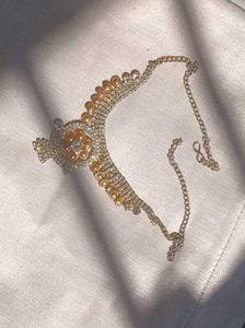 Elegant Gold-Plated Necklace with Stone Work