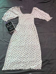 Cottagecore Flower Print White Dress💌🫐