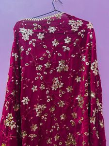 Maroon Embellished Anarkali Sets
