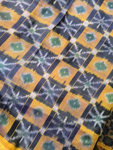 Vintage Ikat Saree Yellow &amp; Navy