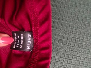 Shein Ruched Tulip Maroon Skirt