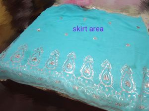 Sea green party wear sequence saree