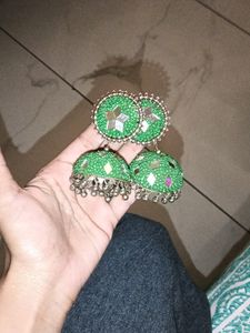 Beautiful Green  Jhumke Janpath Gujarati Lane