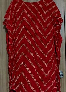 Red Chevron Print Kaftan Kurta