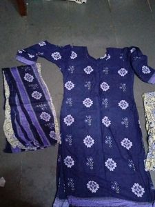 Navy Blue Printed Kurti Set