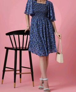 Floral Blue Midi Dress
