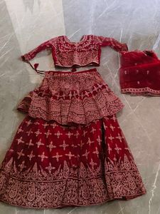 Elegant Red Embroidered Lehenga Choli