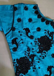 Elegant Blue Embroidered Ethnic Gown