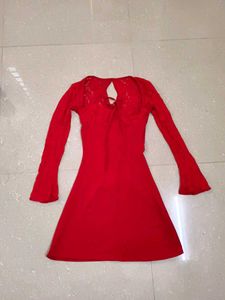 Red Long Sleeve Mini Dress