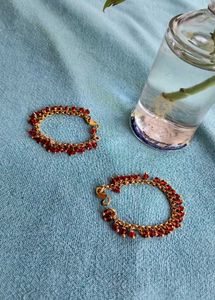 Red &amp; Gold anklets Set For Baby