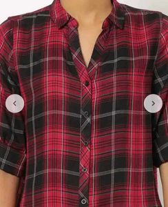 Women Red And Black Checked Casual Shirt