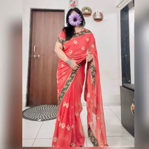 Beautiful Green Border Designer Saree