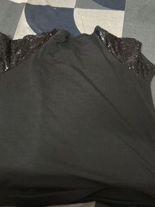Sequin Sleeve Tee Black Very Pretty