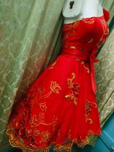 Red &amp; Gold Hi Low Party Dress
