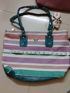 Multicolour Handbag With Cute Teddy Bear