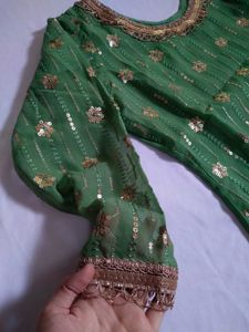 Green Embroidered Kurta Set