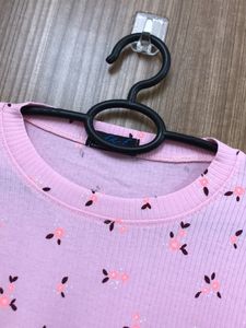 Pink Floral Long Sleeves Tshirt