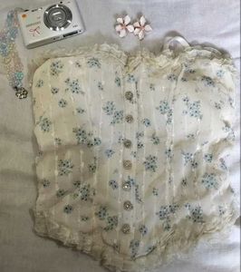 lace corset with dainty blue flowers