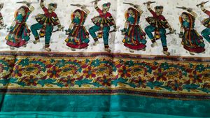 New White And Rama Sari With Blouse