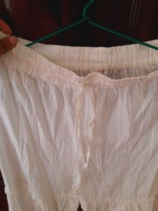 White Mordern Pure Cotton Flared Palazzo
