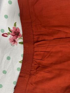 Coral Orange Solid Cropped Cigarette Trouser Pant
